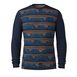 Tricou funcțional bărbați Smartwool M Classic Thermal Merino Base Layer Crew maro/albastru DEEP NAVY GEO PEAKS