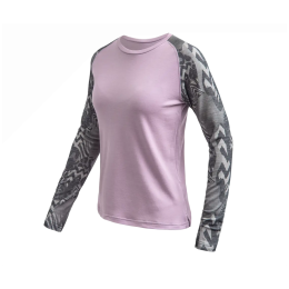 Tricou funcțional pentru femei cu mânecă lungă Sensor Merino Blend Impress roz/gri mystic violet/zebra