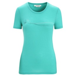 Tricou funcțional femei Icebreaker Tech Lite II SS Tee Cadence Paths verde deschis