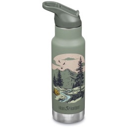 Termos copii Klean Kanteen Insulated Kid Classic Narrow 12oz (w/Flip Seal Sport Cap) verde mountain scape