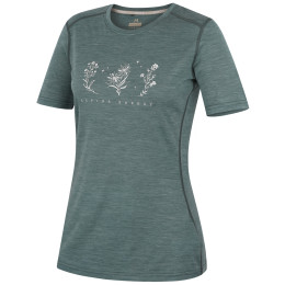 Tricou femei MOOA Merino Lyolite Bloom 150 Short turcoaz dusty teal