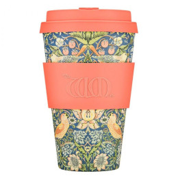 Cană termică Ecoffee cup William Morris Gallery, Strawberry Thief 400 ml roz