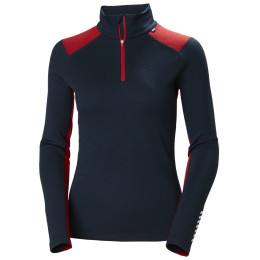 Tricou funcțional femei Helly Hansen W Lifa Merino Midweight 1/2 Zip albastru