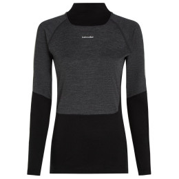 Tricou funcțional femei Icebreaker Women Mer 200 Oasis+ LS High Neck negru/gri Blk/Jtht/Und/Cb