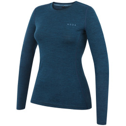 Tricou femei MOOA MerinoSilk 160 long albastru lagoon blue melange