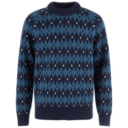 Pulover bărbați Fjällräven Övik Jacquard Knit M albastru Dark Navy-Indigo Blue