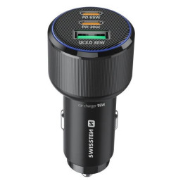Adaptor Swissten Car Charger 2x USB-C PD + USB-A, 95 W + cabel USB-C / USB-C, 1 m