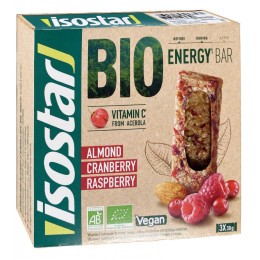 Baton energizant Isostar BIO energetické tyčinky malina/brusinky 3x30g