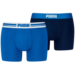 Boxeri bărbați Puma Everyday Placed Logo Boxer 2P albastru/albastru deschis Blue Combo