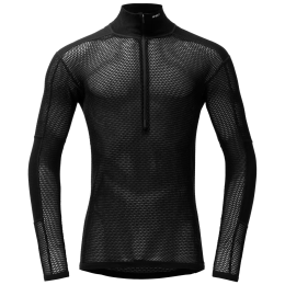 Tricou funcțional bărbați Devold Wool Mesh Pro Zip Neck Man negru Black
