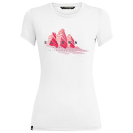 Tricou femei Salewa Lines Graphic Dry W T-Shirt. alb/roșu