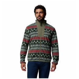 Hanorac bărbați Columbia Sequoia Grove™ Ii Fz Printed Fleece verde închis Greenscape Wizard Island