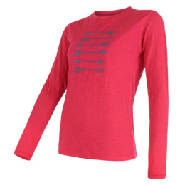 Tricou femei Sensor Merino Wool PT Šípy dl.r. roz Magenta