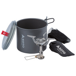 Aragaz și vas Soto Amicus without igniter + New River Pot Combo argintiu