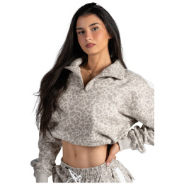 Hanorac femei Nebbia Half-Zip Leopard Sweatshirt Primal bej CREAM LEOPARD