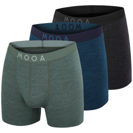 Boxeri bărbați MOOA MerinoSilk 4in 3-pack culori mix black melange+lagoon blue melange+green melange