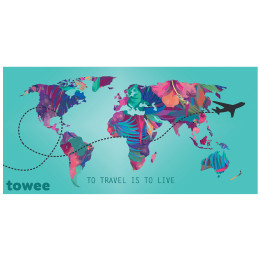 Prosop cu
uscare rapidă Towee Travel The World 80x160 cm culori mix