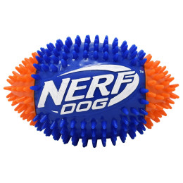 Jucărie pentru câini Nerf Dog Squeak Spike Football 15cm albastru/portocaliu modrá