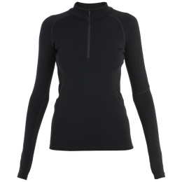 Tricou funcțional femei Icebreaker Women 300 MerinoFine™ Polar LS Half Zip negru Black