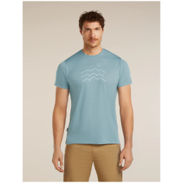 Tricou funcțional bărbați Icebreaker Merino Blend 125 Cool-Lite™ Sphere SS Tee Across the Peaks albastru deschis FLINT BLUE
