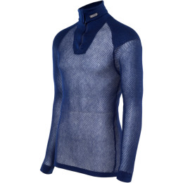 Pulover funcțional Brynje Super Thermo Zip polo Shirt albastru închis