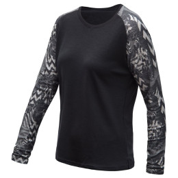 Tricou funcțional pentru femei cu mânecă lungă Sensor Merino Blend Impress negru/gri černá/zebra