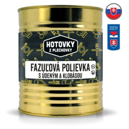 Supă Hotovky z plechovky Ciorbă de fasole cu afumătură și cârnat 800ml