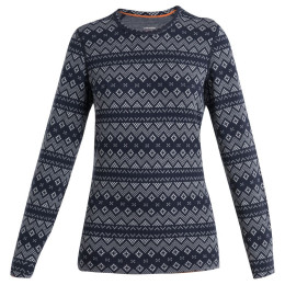 Tricou funcțional femei Icebreaker W Mer 260 Vertex LS Crewe First Snow albastru închis