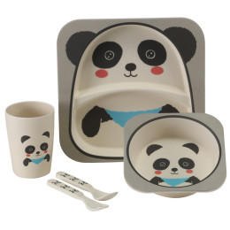 Set de vase copii Vango Bamboo - panda alb/gri