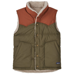 Vestă de puf pentru bărbați Patagonia Reversible Bivy Down Vest verde/maro