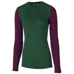 Tricou femei Warg Merino 165 mănecă lungă verde/roșu