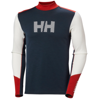 Tricou funcțional bărbați Helly Hansen Lifa Merino Midw Logo alb/albastru Offwhite