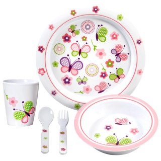 Set veselă copii Brunner Butterfly 3+ alb/roz