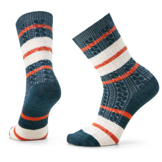 Șosete femei Smartwool W Everyday Striped Cable Crew - Recycled albastru/alb