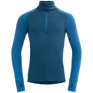 Tricou funcțional bărbați Devold Expedition Merino Silk Zip Man albastru FLOOD/BLUE