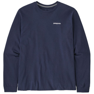 Tricou bărbați Patagonia P-6 Logo Responsibili Tee LS albastru închis