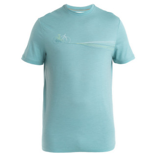 Tricou bărbați Icebreaker Men Merino 150 Tech Lite III SS Tee Cadence Paths albastru deschis