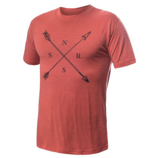 Tricou funcțional bărbați Sensor Merino Active SNSR roșu/portocaliu terracotta