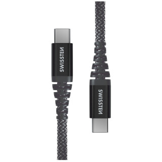 Cablul de încărcare și de date Swissten Kevlar USB-C/USB-C 1,5 m gri închis