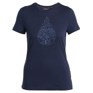 Tricou funcțional femei Icebreaker Women Merino 150 Tech Lite III SS Tee Hike Path albastru închis