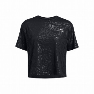 Tricou femei Under Armour Rush Energy Emboss Crop SS negru/alb