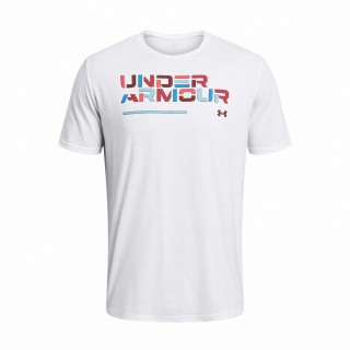 Tricou bărbați Under Armour Colorblock Wordmark SS alb