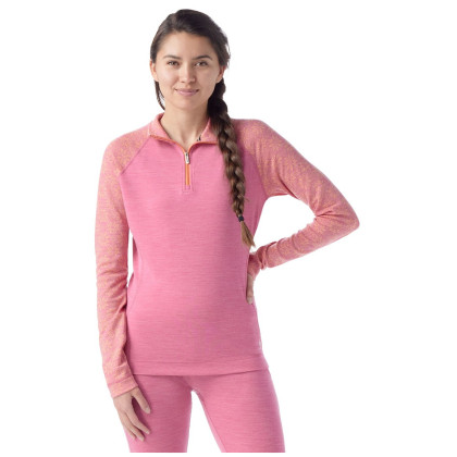 Tricou funcțional femei Smartwool W Classic Thermal Merino Bl 1/4 Zip B roz/violet garden pink digi snow