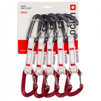 Set bulce echipate Ocún Kestrel Qd Bio-Dyn-Ring 15 Mm 10 Cm 5-Pack roșu