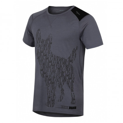 Tricou funcțional bărbați Husky Merino 100 Dog (mânecă scurtă) gri