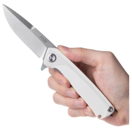 Briceag Acta non verba Z100 BB Stonewash/Plain Edge G10 alb white