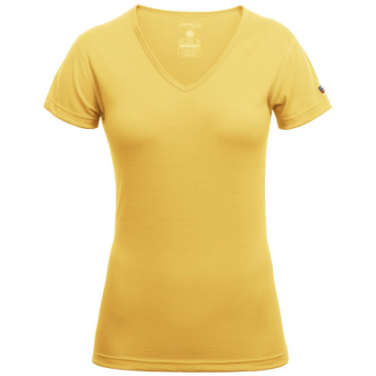Tricou femei Devold Breeze T-shirt V-neck galben galben cyber