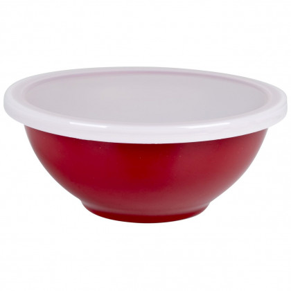 Bol cu capac Bo-Camp Bowl melamine with lid small roșu Red/White