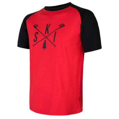 Tricou bărbați Sensor Merino Active Pt Ski negru/roșu