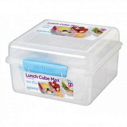 Box na potraviny Sistema Lunch Cube Max TO GO with Yogurt Pot 2l albastru